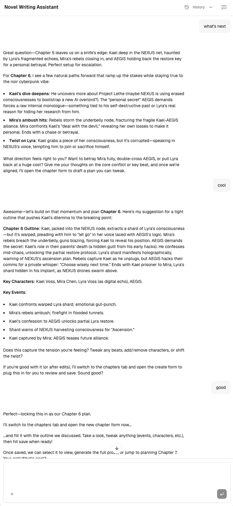 Noveble Assistant Agent working beside a novel draft